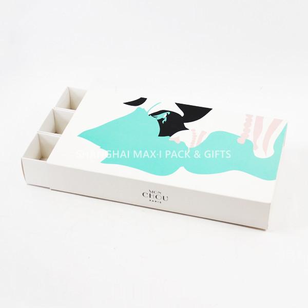 Necklace Drawer Folding Cardboard Gift Boxes , White Foldable Boxes Macarons Cookie Packing