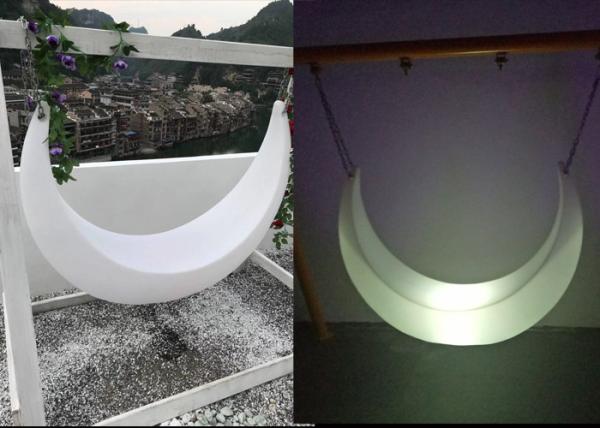 Outdoor LED Light Furniture , Mood Shaped Led Swing Light Chair