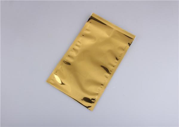 Gold Color Resealable Aluminum Foil Bags , Food Packaging Aluminum Foil Sachet