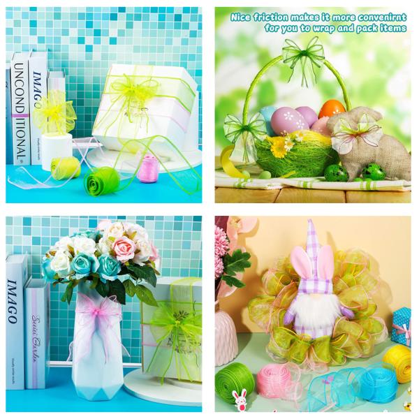 Organza Wired Sheer Ribbon Valentine's Day Wired Edge Ribbon 2.5 Inch Sheer Craft Ribbon