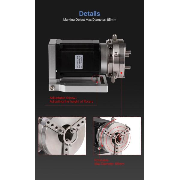 Durable CNC Laser Spare Parts Rotary Axis Diameter 65mm With Drive