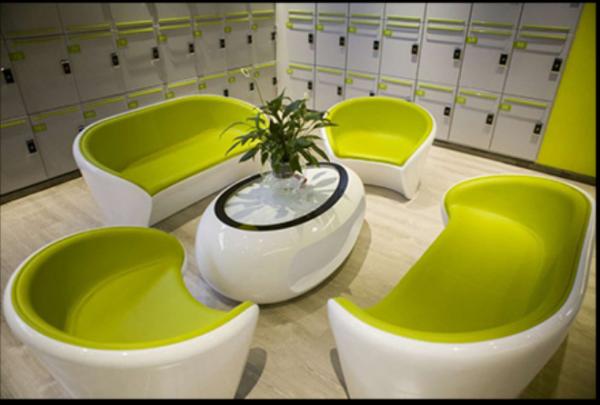 Modern Home Furniture Fiberglass Hole Glass Top Round Centre Coffee Table