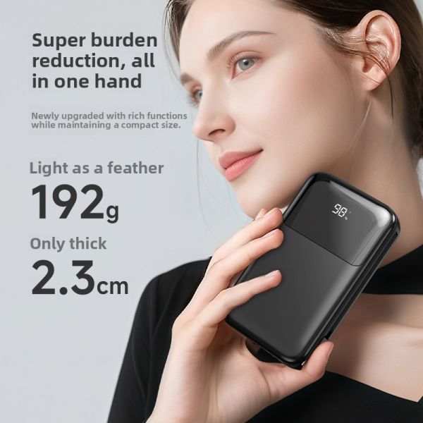 2 In 1 Plug In Power Bank 10000mAh 22.5W Fast Charging With Cables / LED Display