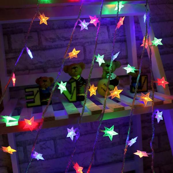 LED Star Fairy Lights Garland Curtain Lamp Remote Control USB String Wedding Decoration Lights Window Christmas Decorations