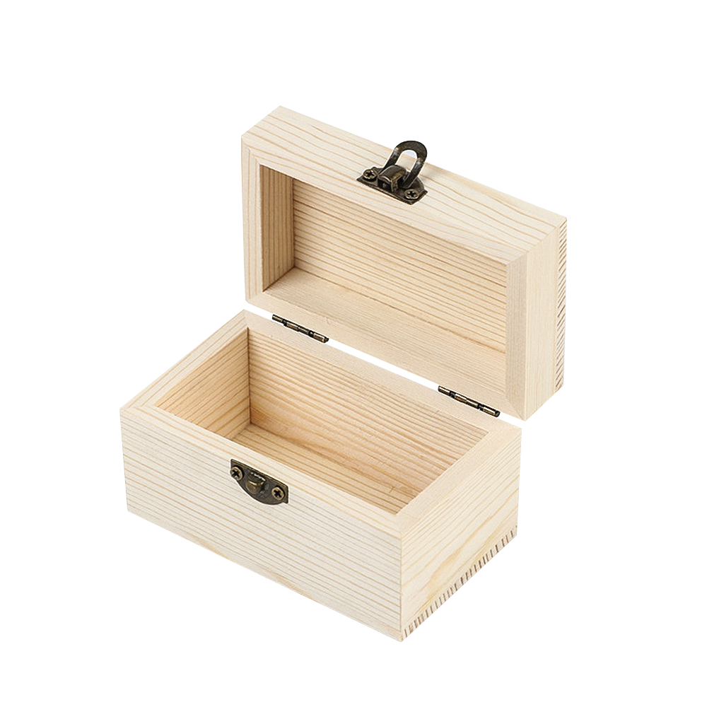 Ready-made Minimalist Flip-top  Pinewood Jewellery Storage Packaging Gift Box