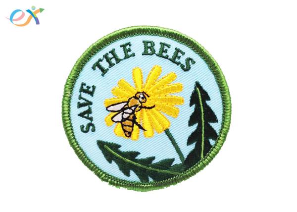 Personalized Iron On Patches , Flower Embroidery Patches With Paper Coated