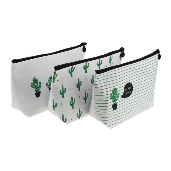 Washable Toiletry Wash Bag Cosmetic Cotton Canvas Makeup Bag With Zipper