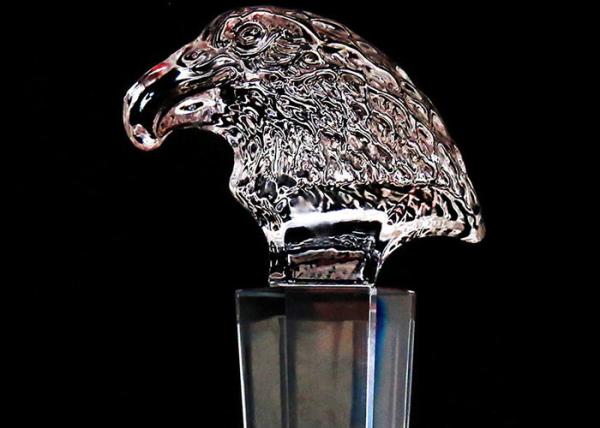 Projeto especializado de Crystal Glass Trophy Eagle Head para o empregado do negócio
