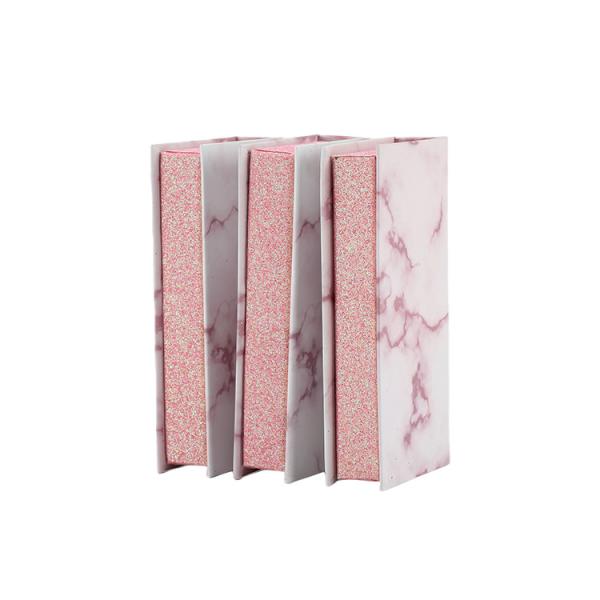 Impressão UV de mármore personalizado Caixas de cílios de papel vazio rosa Caixa de cílios falsos de cartão magnético
