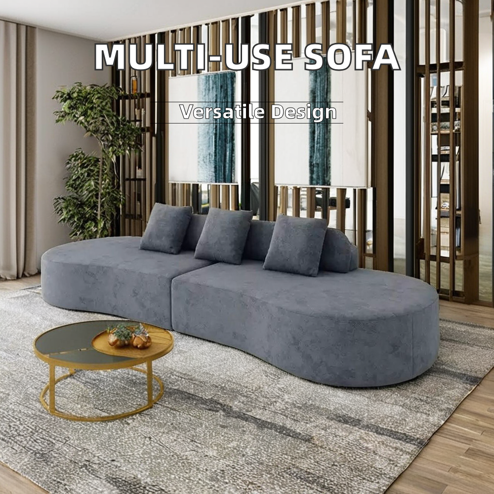 Modern Internet Celebrity Full Lounge Sofa Set Living Room Curved Semi-Circle Couch Vacuum Compression Memory Foam for Villas