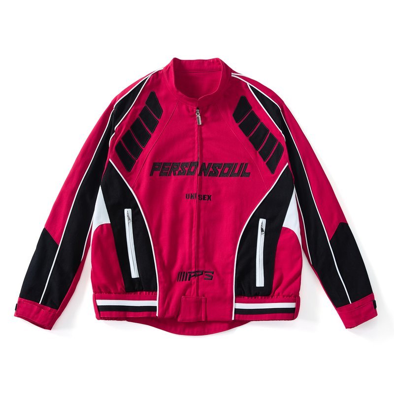 Black Red Windproof Round Neck biker jacket wholesale Cotton 100% Long Sleeve Custom (YY-9702)