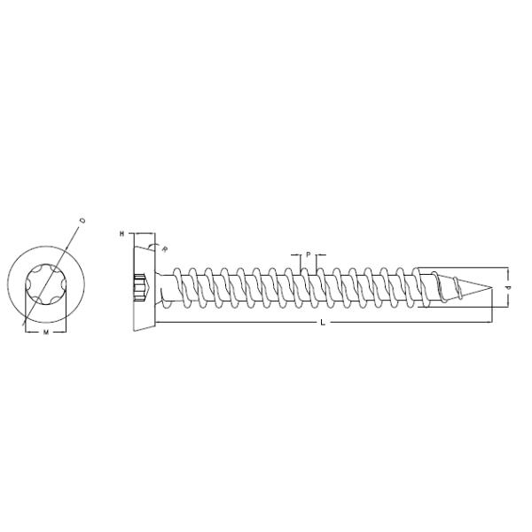 7.5 mm Carbon Steel Torx Head Masonry Screws For Concrete Galvanized Fastener