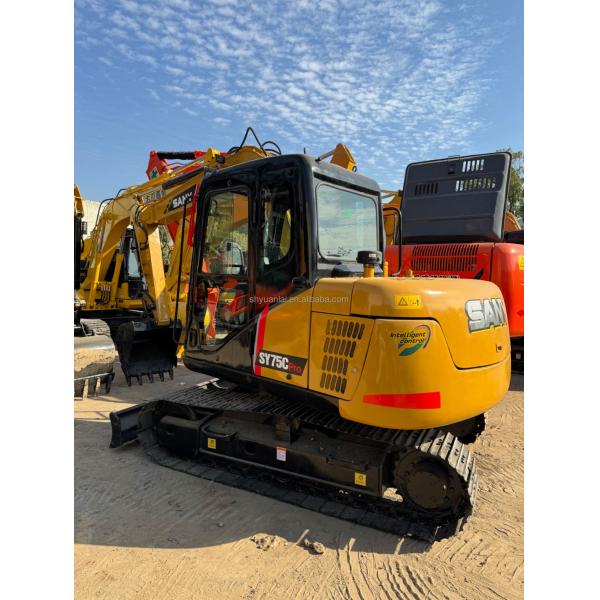 Année 2019 Excavatrice SANY 7T d'occasion SY75Cpro Conception en acier doux pour environnements difficiles
