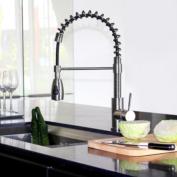 Hot And Cold Water Stainless Steel Faucet With Pull Out For Kitchen