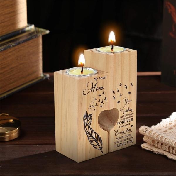 Eco Friendly Wooden Sublimation Candle Holder Ambient Decoration Couple Romantic Heart Shaped Wedding Decoration Candle Holder
