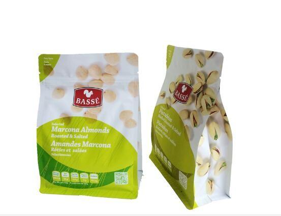 Custom Logo Design Square Bottom Laminated Plastic Dried Fruit Zipper Plastic Packaging Bags