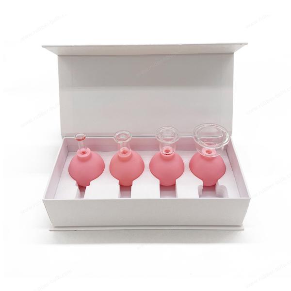 Glass Facial Cupping Set- 4pcs Silicone Vacuum Suction Face Massage Cups Anti Cellulite Lymphatic Therapy Sets for Eyes