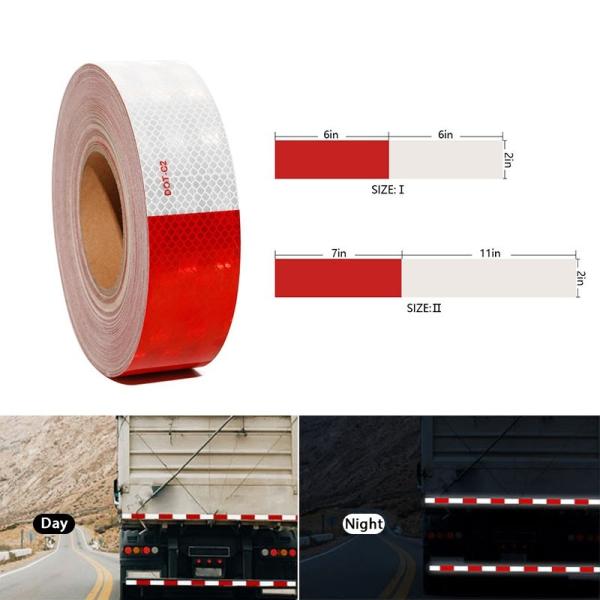 Red White DOT-C2 Self Adhesive Approved Reflective Safety Tape For Truck Vehicles