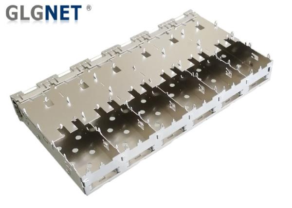 0.25 Mm Thickness SFP+  Shield Cage Applied 10G Ethernet 1x6 Ganged SFP Cage Assembly