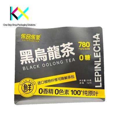 140um Tea Paper Packaging Bag Flat Bottom Pouch With Zipper Tear Notch