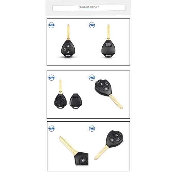 3 Buttons Car Key Remote Shell Case Fob for Toyota Corolla Alphard Camry with TOY43 Key Blade