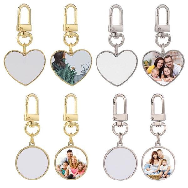 Promotion Gift Heart Keychains Gold Sublimation Metal Charm Heart Keychains