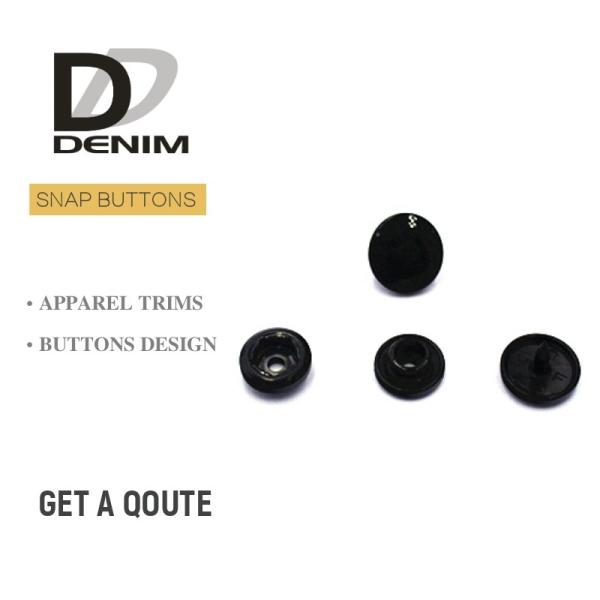 20L Black Plastic Snap Buttons 4 Parts Combination Cap & Socket