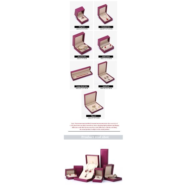 China manufacturing Wholesale Luxury Jewellery Box packaging Custom high end Necklace Bracelet Earring Ring Packaging rose Red Pu Leather Jewelry Box with logo