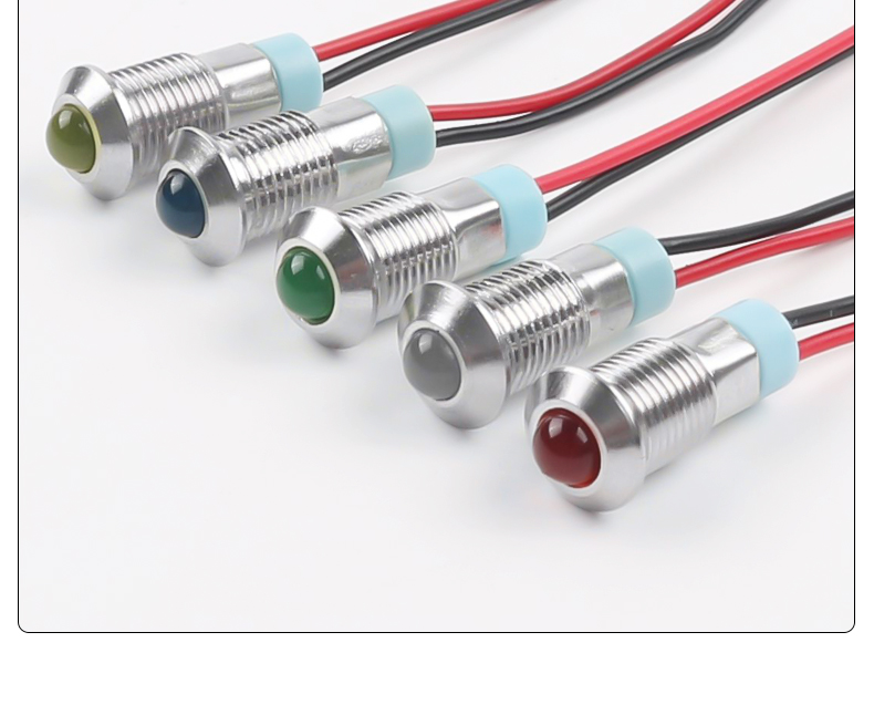 Mini 8mm Metal LED Indicator Light Spherical IP65 Waterproof 50000 Hours Lifespan Multi-color 12-24V Workshop Industrial
