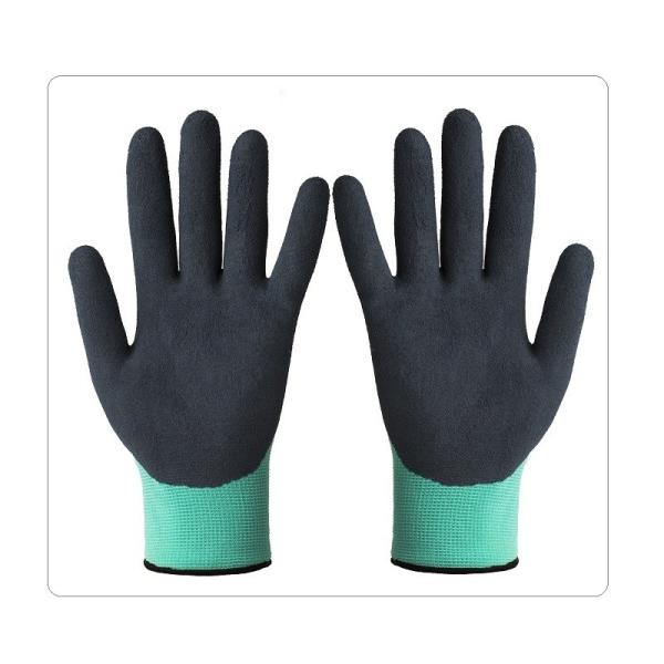 Turquoise Green Nylon Spandex Knit Industrial Use Mechanics Safety Protective Latex Gloves