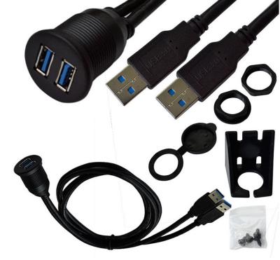 OEM Car Dashboard USB Extension Cord USB3.0 A Female Connector One End