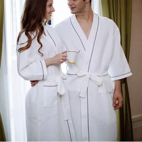 Breathable Terry Towelling Bath Robe Machine Washable For Adults