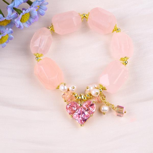 Handmade Gemstone Bracelet Adjustable Charms Rose Quartz Bracelet Natural Stone Pearl Jewelry For Party Daily Wearing
