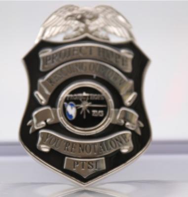 Shinny Silver Plating Zinc Alloy 4inch Metal army and police badge