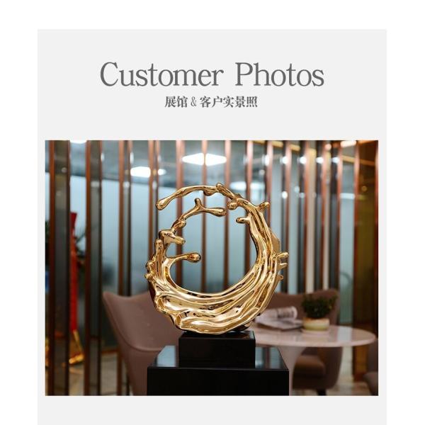 Gold Mirror Resin Art Sculpture Spray Modern Art Metal Sculptures Lobby Decoration