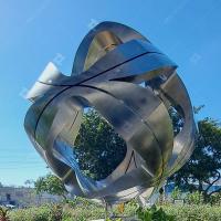 Escultura de esfera de aço inoxidável personalizada com superfície fosca para decoração exterior