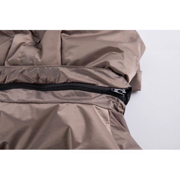 Women's Long Hooded Lightweight Puffer Coat - Wind-Resistant Heavy Winter Jacket in Coffee Brown
