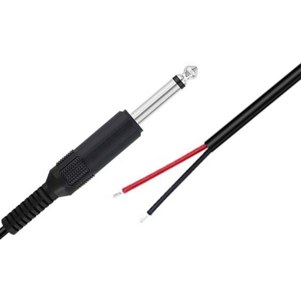 6.35mm 1/4 pulgadas TS 2 Ploes Jack Mono macho de audio enchufe a alambre desnudo cable de extremo abierto para el micrófono