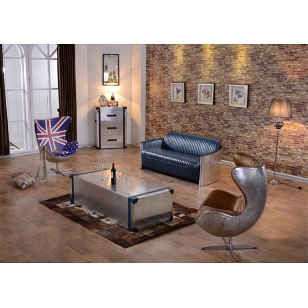 Nidea #8801 Classic Italian Design Living Room Aviator Furniture Spitfire Swivel Leather Lounge Egg Chair With Aluminum Back Side