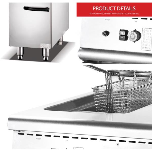 Durable 1.23kg/H 18L Commercial Gas Deep Fryer