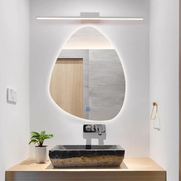 Kingstin Asymmetrical LED Bathroom Mirror Pebble Irregular Wall Mounted Lighted Vanity Mirror 3 Colors Dimmable