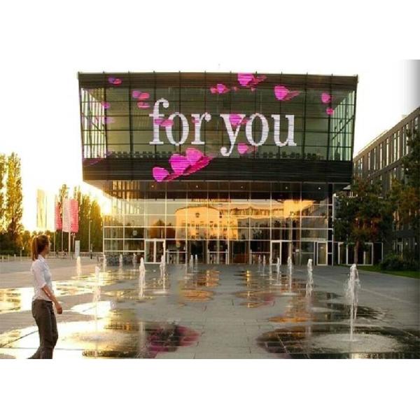 16 Bits Grey Scale Glass Advertising Led Display Screen High Transparency Rear Servicing