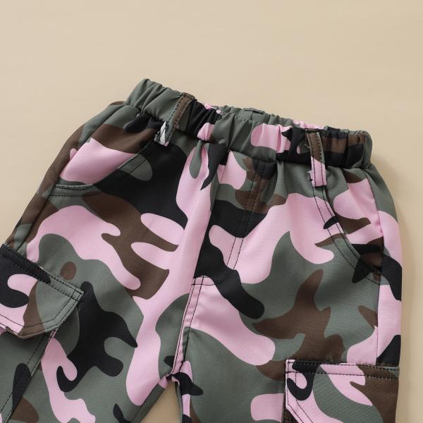 Children'S Outfit Sets Round Neck Letter Printing Top Camouflage Trousers Two Piece