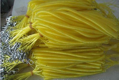 Fishing kayaks boats 3m wire coil lanyard for rod tackle leash spiral cord yellow color