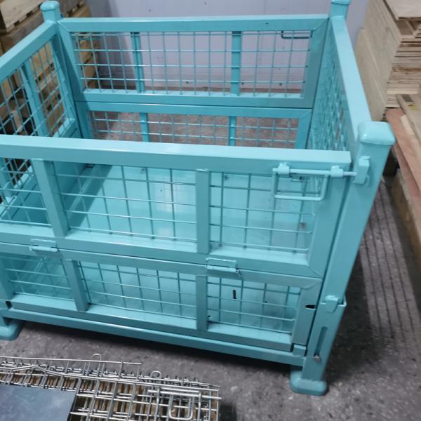 Industrial Storage Cage Metal Folding Storage Box Wire Mesh Container Wholesale