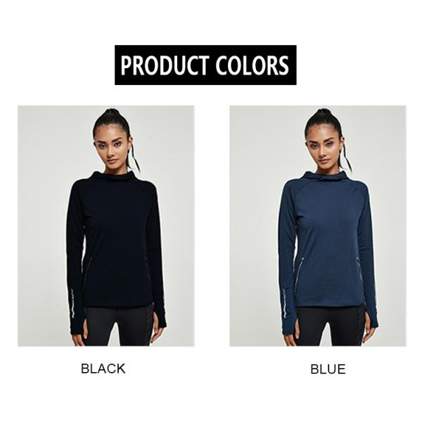 Hoodie йоги быстрый сухой Breathable с пуловером легковеса отверстия большого пальца руки задействуя