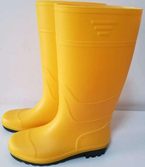 Sola externa de borracha amarelo estilo Itália PVC botas de chuva de segurança portáteis Design personalizado