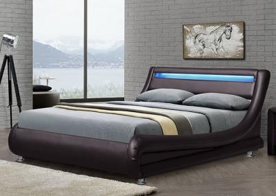 Upholstered Modern Contemporary Bed Frame Leather Wave Curve Platform Bed