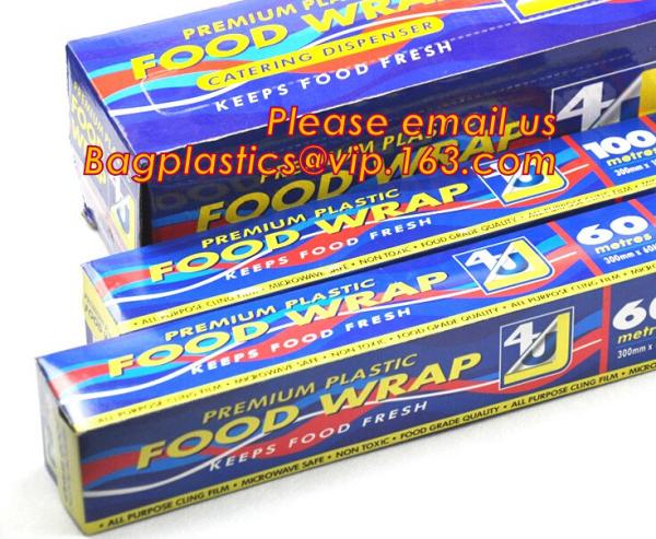 Eco friendly non toxical soft pe pvc food cling wrap on sale, 100% pure raw material plastic pe pvc environmental food