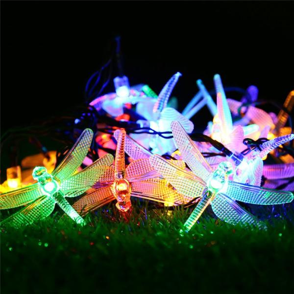 Outdoor Dragonfly Solar LED Christmas Lights String 6M 30 LED For Festival Party